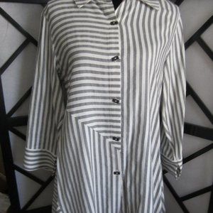 NEW - SOFT SURROUNDINGS - SzS - Black/White Striped Blouse